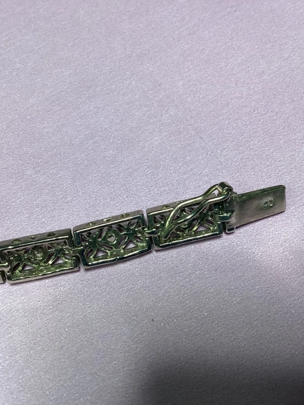 Sterling Silver  Link Bracelet, Designer Vintage Style QSECURE CLASP 925 - Picture 9 of 14